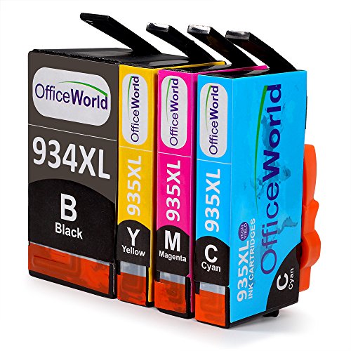 OfficeWorld Kompatible Patronen Ersatz für 934XL 935XL Druckerpatrone Hohe Kapazität mit Neuer Chips Kompatibel für Officejet Pro 6830 6820 6230 6812 6815 6835 Drucker (1 Schwarz, 1 Cyan, 1 Magenta, 1 Gelb)