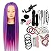 Training Head Neverland 25" High Temperature Resistance Fiber Long Hair Hairdressing Mannequin Head with Hair Styling Braid Set (Dreamy Purple)