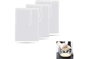 SHENLONG 3pcs Micron Nylon Straining Bag Fine Mesh Food Strainer Filter Bags,Reusable Micron Fine Mesh Filter Bags with Rope,Fine Mesh Strainer Bag for Home Brewing Hops Grains Fruit Cider Apple Grape Wine