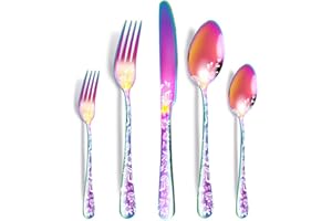 Set di Posate, Aoresac Posate Acciaio Inox da 20 pezzi per 4 Persone, Ideali per La Casa, Il Ristorante, Festa e Come Regalo, Lavabili in Lavastoviglie e Antiruggine (Colore)