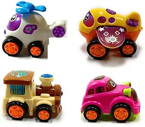 M Cart Set of 4 Unbreakable Friction Powered Automobile Car Helicopter Plane Train Toys for Kids