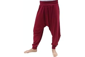 SAVARI | Pantalones Harem Sin Bolsillos | Étnico | Comodos | Pantalón Ideal para Yoga, Pilates y Danza | Hombre y Mujer | Sin Tiro Bajo y Cintura Ancha | Negro, Blanco, Gris, Azul, Vino | S-3XL
