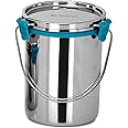 PDDFALCON Stainless Steel Akhand - Jointless Milk Can/Oil Can/Milk Barni/Oil Pot with Lid, Sea Green (Barni 1500ml, Sea Green)