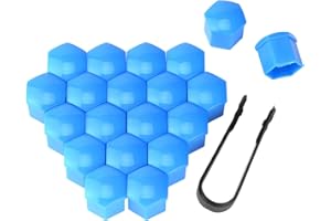 Adunsiaoto 20 Stück Universelle Sechskant-Reifenmutternabdeckungen, Rad Reifen Nabenabdeckungen Lug Nut Schraubenkappe, Auto-Nabe Schraubenabdeckung, für Auto(Blau)