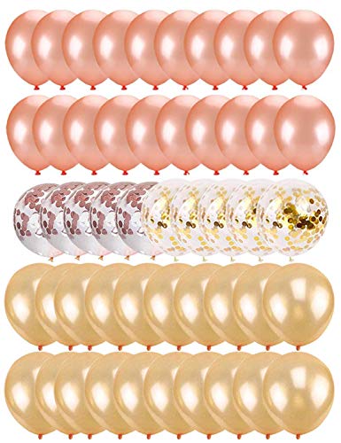 Huker 50 Pezzi Palloncini di Coriandoli, Palloncini in Lattice Oro Rosa,Matrimoni,Laurea, Compleanno ,Decorazione di Festa e Cerimonia Celebrazione 12 Pollici/30cm (Oro Rosa)