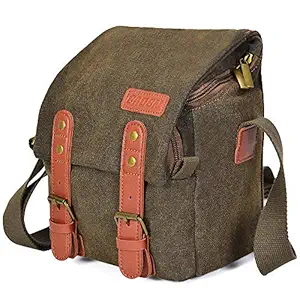 CADeN Camera Bag Case Canvas Leather Trim Compatible for Nikon, Canon, Sony SLR/DSLR Camera and Lenses Waterproof, Camera Shoulder Messenger Bag