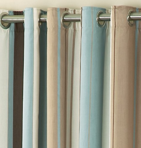 Whitworth Duck Egg Blue Stripe Lined Readymade Eyelet Curtains - 66