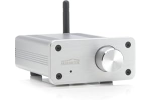 Mini Verstärker Bluetooth - Marmitek BoomBoom 460 - aptX - 2x 20W RMS - AUX Eingang - passive Lautsprecherverbindung - Lautstärkeregelung - Metallgehäuse - schließe Ihre alte Lautsprecher an - Silber