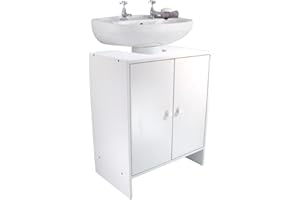 DYLEX White Under Sink Bathroom Cabinet Free Standing Sink Bathroom Storage Unit, Basin Cupboard With Shelf W48 x H60 x D30cm