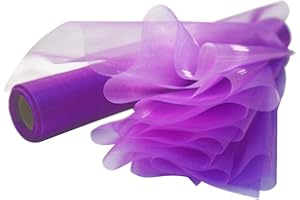 Time to Sparkle 52MX29cm (2Rolls 26M X 29cm/Roll) Sheer Organza Roll Sash Fabric Table Runner Sashes Chair Cover Bows Swags Wedding Party (Purple)