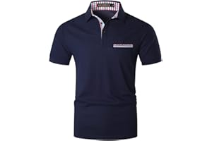 VHUQGVU Polo Homme Manche Courte Golf Tennis Contrasté Plaid épissure Casual Sport T-Shirt