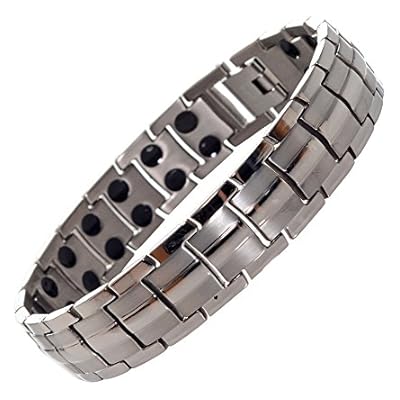 Titanium Magnetic Pain Relief Therapy Bracelet from MnB Magnetic Bracelets (Silver)