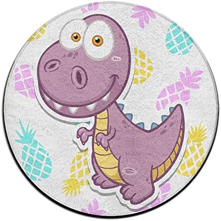 Yo Ou Round Area Rug Pink Dinosaur Comfy Non-Slip Runner Floor Rug Bath Door Mat Indoor Outdoor Mats Rug Pads