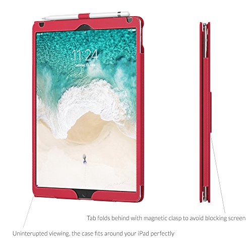 iPad Pro 12.9 (2017) Hülle Rot, Snugg Leder iPad Pro 12.9 (2017) Schutz Klapphülle Case Cover [Lebenslange Garantie] mit Ständer für Apple iPad Pro 12.9 (2017) - 5