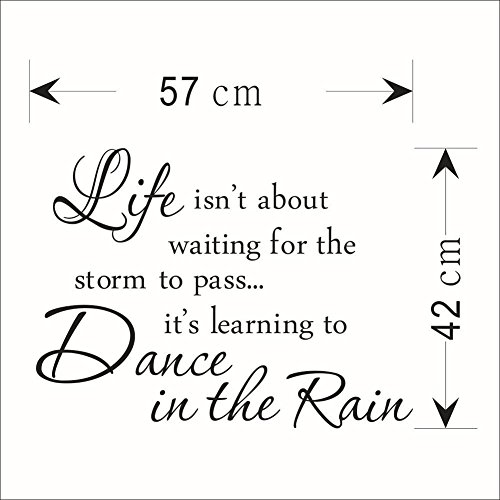 ufengke „LIFE ISN’T ABOUT WAITING FOR THE STORM TO PASS“ Zitate und Sprüche Wandsticker,Wohnzimmer Schlafzimmer Entfernbare Wandtattoos Wandbilder - 3