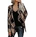 Produktbild ZEZKTDamen Plaid Strickjacke Revers Damen Casual Freizeit Cardigan Frauen Kurz Mantel Jacke Lange Ärmel Outwear Warm Halten Jacke Stitching Mode Beiläufig Jacke (M, Khaki)