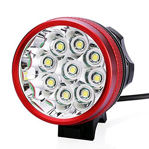 Ponatia Scheinwerfer für Mountainbike, 9 Cree XM-L T6, 15.000 Lumen + Solar-Rücklicht + Ladegerät zum Laufen, Angeln, Camping, Radfahren - 2