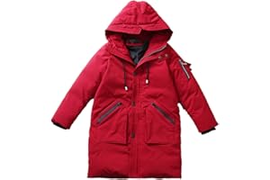 amropi Kids Boys Mid Long Hooded Jacket Parka Coat Winter Warm Outwear for 7-13 Years