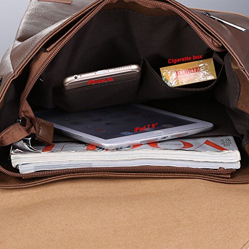 Koolertron Retro Kunstleder Vintage Fashion Unisex School Student Laptop 14   Rucksack Wanderrucksack Hiking Backpack Damen Herren Schultertasche PU R