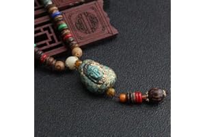 HXSCOO Amplificatore Pendente con Perline in Legno Mala Buddista Lungo Nepal Vintage; Collana Etnica Boemia Boho Buddha Fortunato Gioielli for Donna Uomo (Color : Style1)