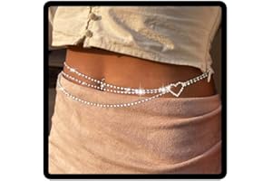 Prosy Chaîne de taille réglable en forme de cœur avec strass pour femme et fille