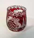 handgeschliffen Egermann Schnapsglas, Stamper, Likörglas Glas Böhmisches Glas rubin rot Antik Glas Sammler Glas gebraucht Zustand wie neu Höhe ca. 5 cm
