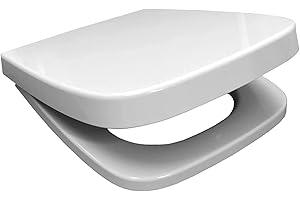 BADOSAN WC Sitz mit Absenkautomatik Softclose eckig | passend für Keramag Renova Nr. 1 Plan | weiß | Edelstahlscharnier | antibakterielles Duroplast | TakeOff | Toilettendeckel Klodeckel