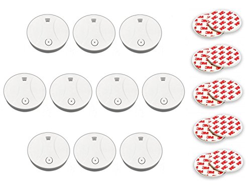 Preisvergleich Produktbild 10x Rauchmelder inkl. Batterien & Magnethalterung / Feuermelder Rauchwarnmelder