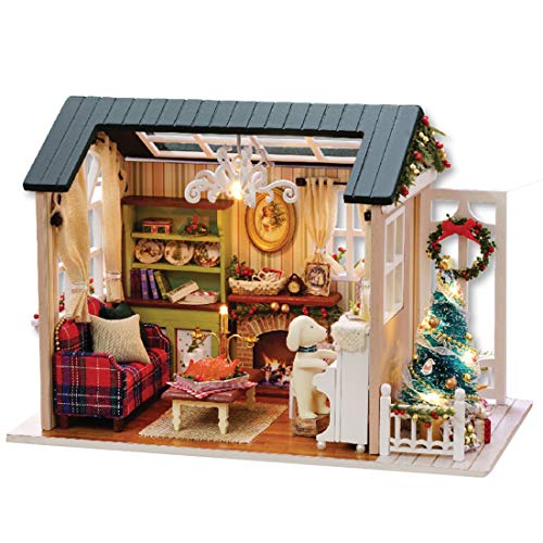 GODNECE Miniature House Casas de Muñecas con Muebles,DIY Dollhouse Casa de Muñecas DIY con Led