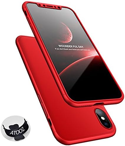 iPhone X Case,ATOOZ Ultra Thin 360 Degree All-around Full Body Slim Fit Hybrid Lightweight Hard Protective Skin Case Cover for iPhone X 5.8 Inch(Red)