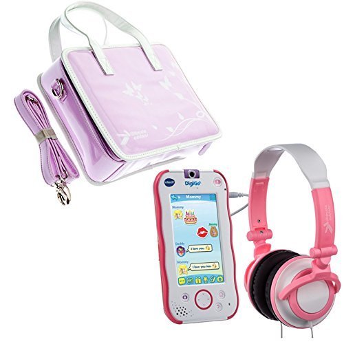 Preisvergleich Produktbild fürUltimateaddons Mädchen Reise Kulturtasche Aufbewahrung mit Kopfhörer Paket Passend Zu VTech digigo Childs Tablet - Rosa, Violet