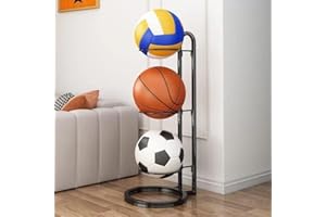 StyBtt Support Ballon Foot, Rangement Ballon Vertical, Support Ballon Basket en Métal, Support de Basket-Ball, Porte Ballon Basket Amovible, de Balle pour Football Basketball