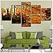 Produktbild LQWE 3D Leinwandbild Leinwand Gemälde Home Decor Hd Drucke Baum Poster 5 Stück Klassische Sonne scheint Brücke Herbst Landschaft Bilder Wandkunst