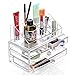 Premium Beauty Cosmetic Organiser Display Stand with 4 Drawers (2 parts 20 sections) - Clear Acrylic - Great for Storing Nail Polish Varnish, Lipsticks, Makeup sets, Brushes, Jewellery, Earrings, Arts & Crafts - presented by GlamRok Stars