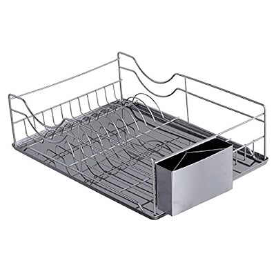 TABLE ET PASSION - 404010 - EGOUTTOIR A VAISSELLE TOUT EN INOX AVEC PORTE COUVERTS 47 X 32 CM