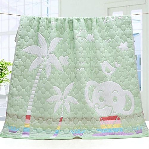 FJY Baby Gauze Cotton Blanket Bath Pool Towels Infant Soft Natural Animal Pattern Newborn Travel Swaddle , green , 110cm*110cm