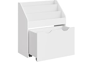 SONGMICS Regał dla dzieci, Regał dla dzieci, Półka na zabawki, z 3 półkami, Pudełko do przechowywania na kółkach, Wielofunkcyjne, do sypialni dziecięcej, pokoju zabaw, Cloud White GKR041W10