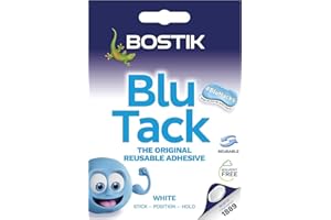 BUUT B TACK | WHITE | Original REUSABLE Sticky HOME SCHOOL OFFICE Walls BLU HACKS NO MARKS Safe Craft ART Clean Handy (1 x PACK (SAMPLE) WHITE - BLU TACK)