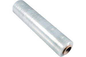 ECVV [1 Roll] 2KG Clear Wrapping Roll Stretch Film Wrap Heavy Duty Plastic Shrink Wrap for Pallet, Packing, Moving and Packaging - Cling, 2 kg, 400g core