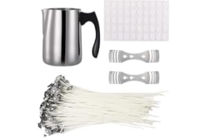 YAMYO Candle Making Kit, DIY Candles Craft Tools Includes 1pc Candle Make Pouring Pot, 50pcs Candle Wicks, 50pcs Candle Wicks Sticker and 2pcs 3-Hole Candle Wicks Holder