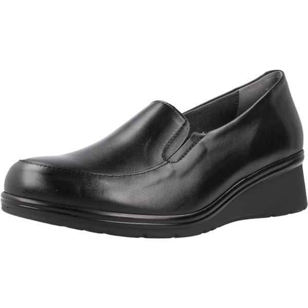 Mocasín Mujer Con Cuña Baja - Piel Y Tela, Suela De Goma, Plantilla Extraíble, Sin Cordones