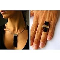 Wunderschönes Schmuckset, Ring und Anhänger aus balt.Bernstein, Amber, Schwarz Honey, massives Silber 925, NEU - UNIKAT