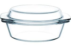NUTRIUPS Casseruola Tonda in Vetro, 1L Casseruola In Vetro Con Coperchio, Casseruola Tonda In Vetro Con Coperchio, Casseruola In Vetro Alta Resistenza, Casseruola Con Coperchio