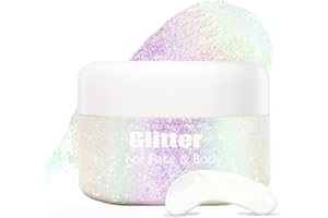 GL-TURELIFES Biodegradabile Face Glitter Gel, Holographic Body Gel Sirena Liquido Eyeshadow per Corpo, Viso, Capelli, Festival a Lunga Durata Sparkling 1.4 oz (#04)