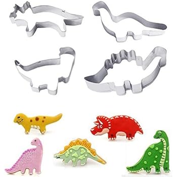 6 stampi in metallo per biscotti a forma di dinosauro per cucina Freshies, uova e verdure, panini per pranzi e biscotti