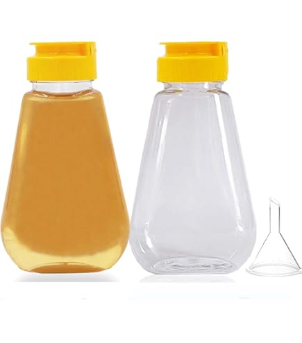 8 Pack 16Oz Clear Plastic Honey Bottles,Refillable Grade Honey Container, Squeeze