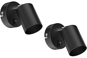 ledscom.de 2 piezas Aplique WAIKA, interruptor, negro mate, redondo, 1x GU10 máx. 60W