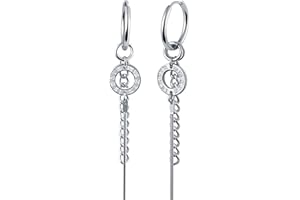 INFINIONLY Men's Women's Stainless Steel Earrings Hoops Creative Circle-Chain Long Earrings Dangles for Boys Fashion Piercing Earrings Creole