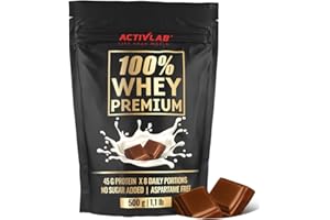 Activlab 100% Whey Premium, 500 g, 16 serwowań x 23 G Whey Protein Powder | 6,9 g BCAA | Building i odzyskiwanie mięśni | glutamina | Low Cugar, Low Fat | smak czekoladowy, Packaging May Vary