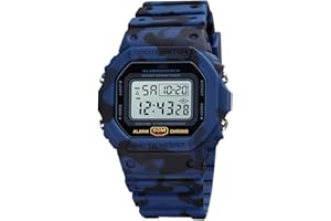 ROSEBEAR Reloj digital de cuarzo para hombre, resistente a los golpes, unisex, sumergible hasta 50 m, deportivo, para exterior, visión nocturna, reloj electrónico con correa de poliuretano